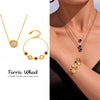Wholesale Electroplated Geometric Roman Numerals Singlesided Black And White Shell Pendant Necklace And Bracelet Jewelry Set For Women Made Of Stainless Steel