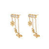 Wholesale Electroplated Geometric Stainless Steel And 18K Gold Dynamic Bee Flower Tassel Earrings For Women
