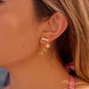 Wholesale Electroplated Geometric Stainless Steel And 18K Gold Dynamic Bee Flower Tassel Earrings For Women