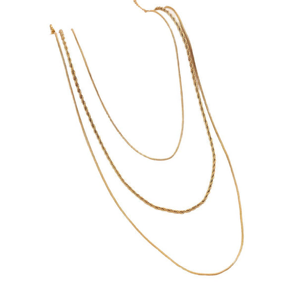 Wholesale Electroplated Geometric Stainless Steel And Titanium Steel 3Layer Clavicle Snake Bone Chain Unisex Necklace For Women