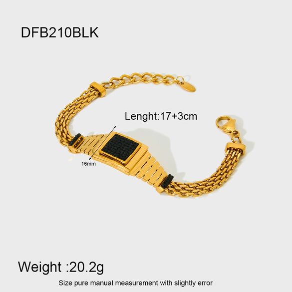 Wholesale Electroplated Geometric Stainless Steel Bracelet With Square Watch Unisex Jewelry