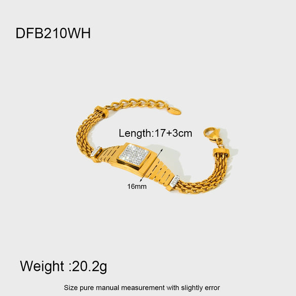 Wholesale Electroplated Geometric Stainless Steel Bracelet With Square Watch Unisex Jewelry