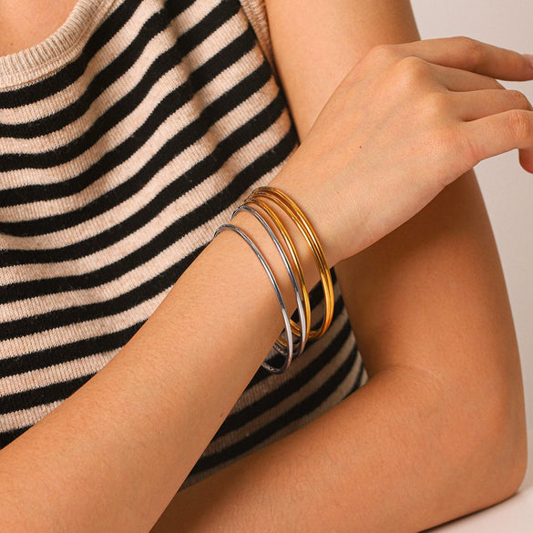 Wholesale Electroplated Geometric Stainless Steel Bracelets Set For Women