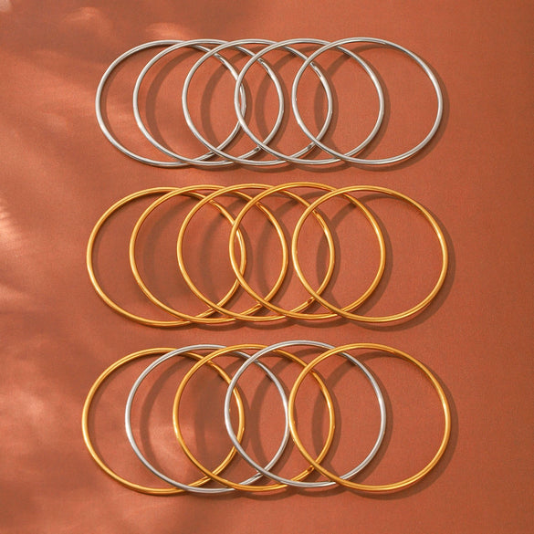 Wholesale Electroplated Geometric Stainless Steel Bracelets Set For Women