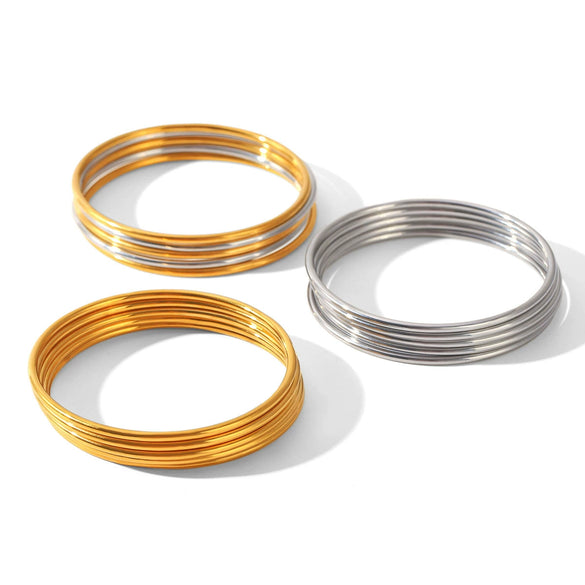 Wholesale Electroplated Geometric Stainless Steel Bracelets Set For Women