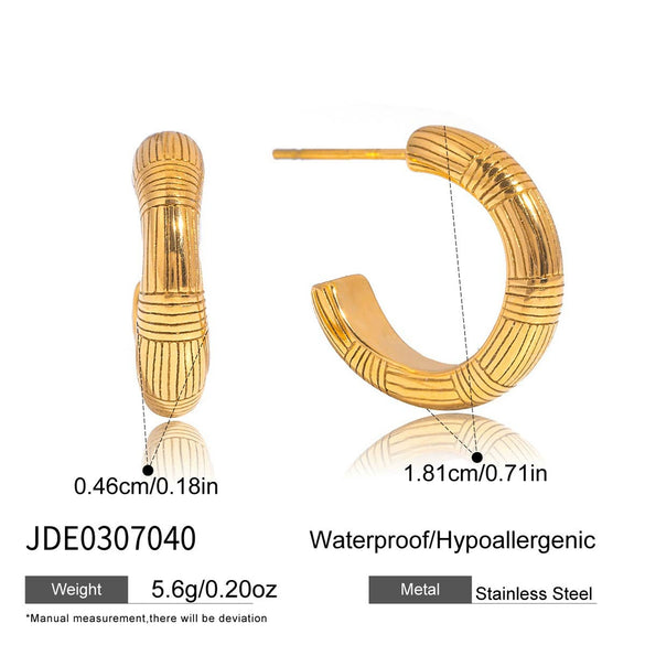 Wholesale Electroplated Geometric Stainless Steel Cring Earrings For Women