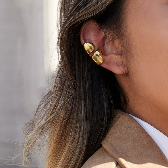 Wholesale Electroplated Geometric Stainless Steel Ear Clips For Women