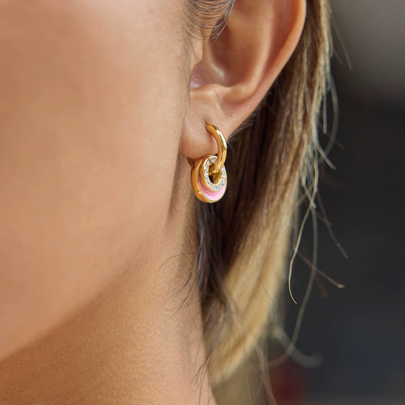 Wholesale Electroplated Geometric Stainless Steel Hoop Earrings For Women With Small Fresh And Sweet Design
