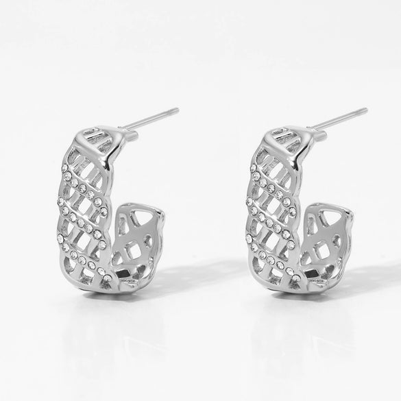 Wholesale Electroplated Geometric Stainless Steel Mesh Earrings For Women