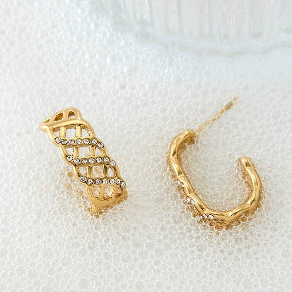 Wholesale Electroplated Geometric Stainless Steel Mesh Earrings For Women
