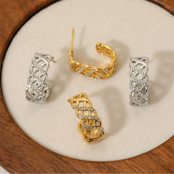Wholesale Electroplated Geometric Stainless Steel Mesh Earrings For Women