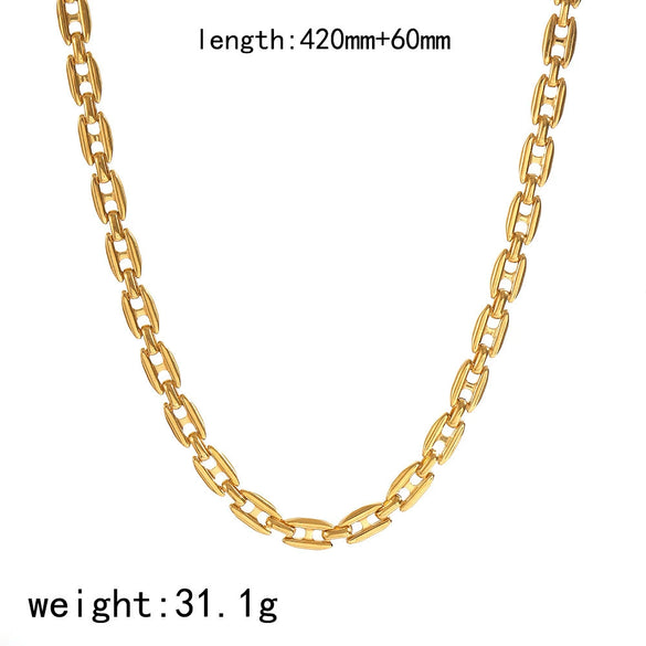 Wholesale Electroplated Geometric Stainless Steel Necklace And Bracelet Set Jewelry Accessories For Women