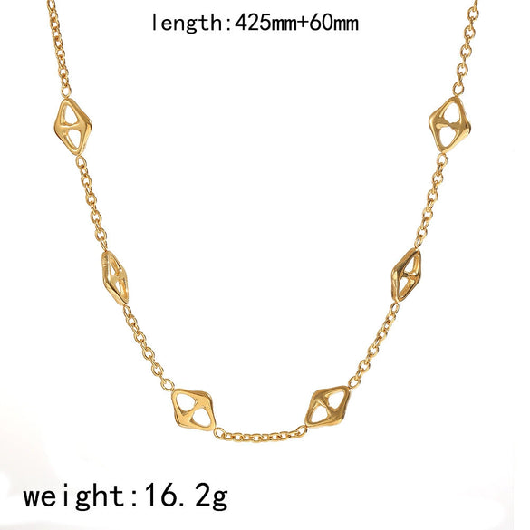 Wholesale Electroplated Geometric Stainless Steel Necklace And Bracelet Set Jewelry Accessories For Women