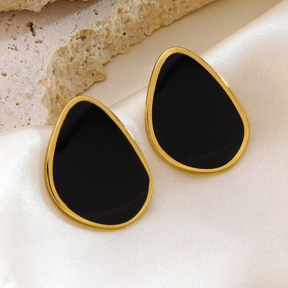 Wholesale Electroplated Geometric Stainless Steel Oildrip Earrings For Women