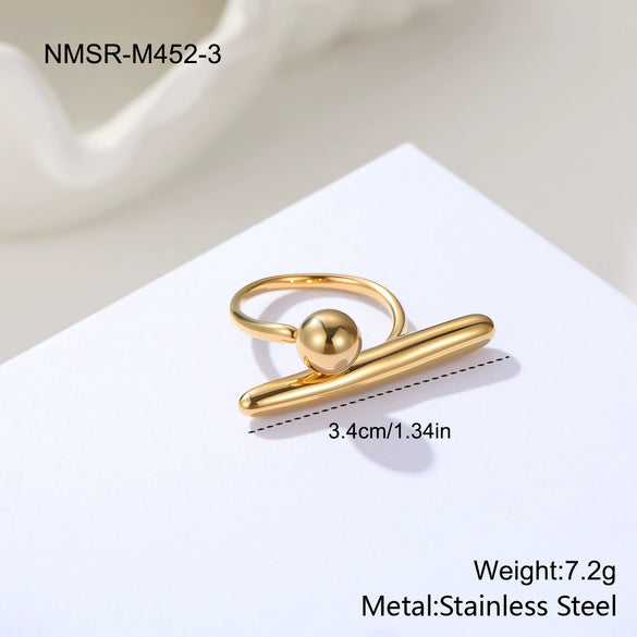 Wholesale Electroplated Geometric Stainless Steel Open Ring For Women With Light Luxury Design