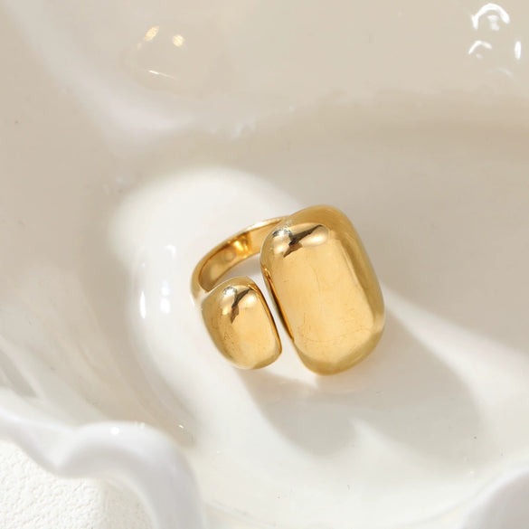 Wholesale Electroplated Geometric Stainless Steel Open Ring For Women With Light Luxury Design