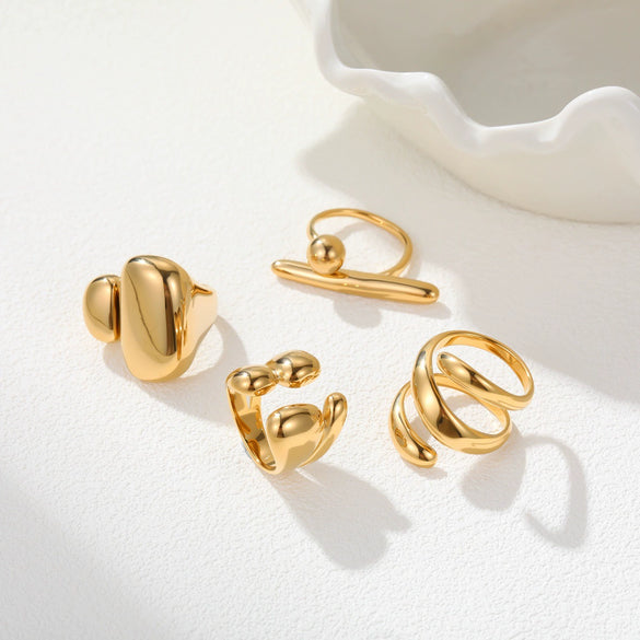Wholesale Electroplated Geometric Stainless Steel Open Ring For Women With Light Luxury Design