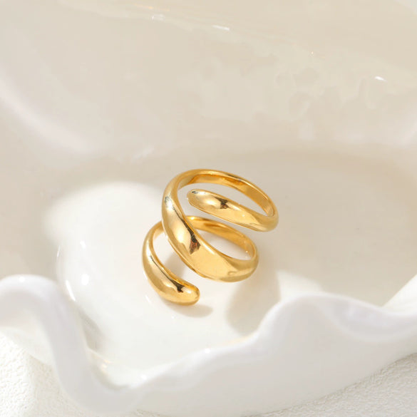 Wholesale Electroplated Geometric Stainless Steel Open Ring For Women With Light Luxury Design