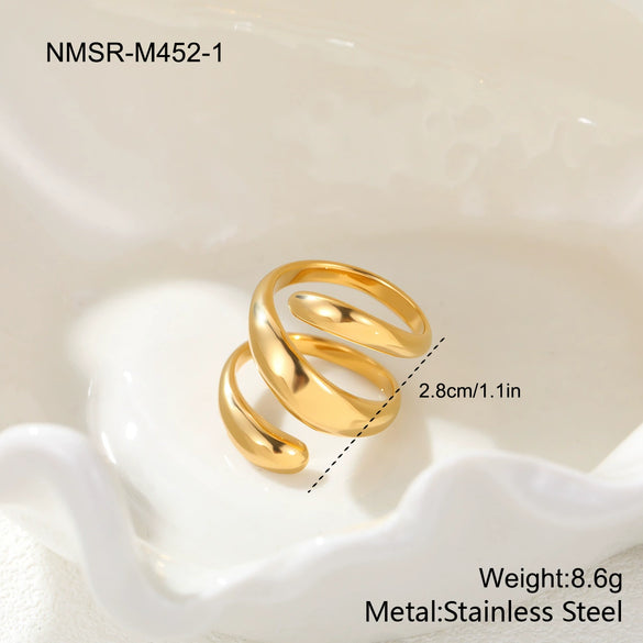 Wholesale Electroplated Geometric Stainless Steel Open Ring For Women With Light Luxury Design