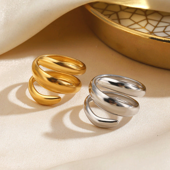Wholesale Electroplated Geometric Stainless Steel Open Ring For Women