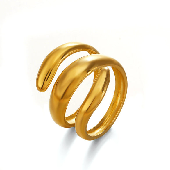 Wholesale Electroplated Geometric Stainless Steel Open Ring For Women