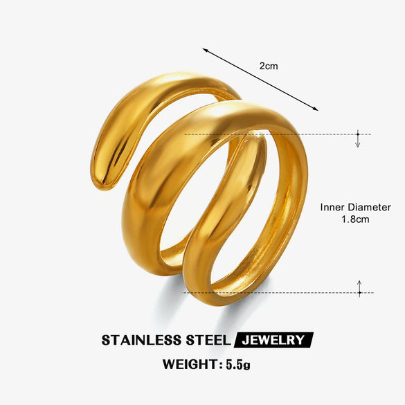 Wholesale Electroplated Geometric Stainless Steel Open Ring For Women