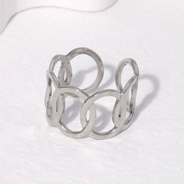 Wholesale Electroplated Geometric Stainless Steel Open Rings For Women And Unisex In Niche Simple Style