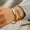 Wholesale Electroplated Geometric Stainless Steel Simple Irregular Open Bracelets Accessories