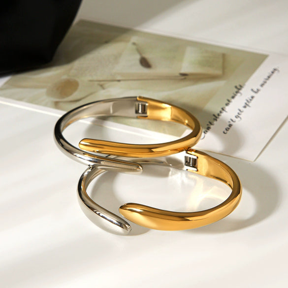 Wholesale Electroplated Geometric Stainless Steel Simple Irregular Open Bracelets Accessories