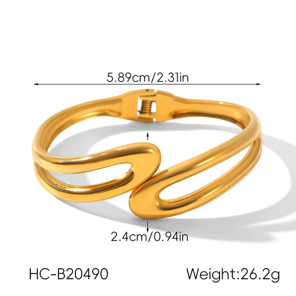 Wholesale Electroplated Geometric Stainless Steel Simple Irregular Open Bracelets Accessories