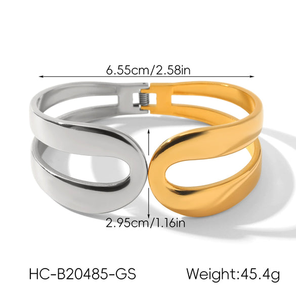 Wholesale Electroplated Geometric Stainless Steel Simple Irregular Open Bracelets Accessories