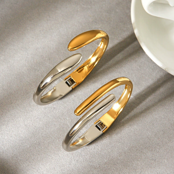 Wholesale Electroplated Geometric Stainless Steel Simple Irregular Open Bracelets Accessories