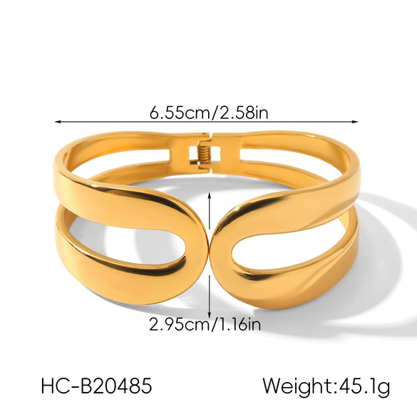 Wholesale Electroplated Geometric Stainless Steel Simple Irregular Open Bracelets Accessories