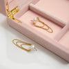 Wholesale Electroplated Geometric Stainless Steel Tassel Pearl Earrings For Women Light Luxury Minimalist Design