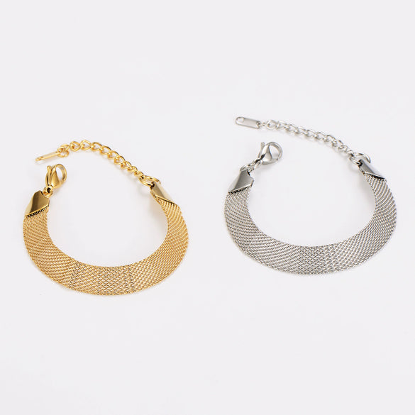Wholesale Electroplated Geometric Stainless Steel Watch Net Bracelet Unisex Luxury Retro Jewelry