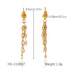 Wholesale Electroplated Geometric Stainless Steel Women's Long Tassel Earrings