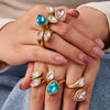 Wholesale Electroplated Geometric Stainless Steel Women's Water Drop Zircon Index Finger Rings Jewelry Accessories