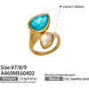 Wholesale Electroplated Geometric Stainless Steel Women's Water Drop Zircon Index Finger Rings Jewelry Accessories