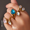 Wholesale Electroplated Geometric Stainless Steel Women's Water Drop Zircon Index Finger Rings Jewelry Accessories