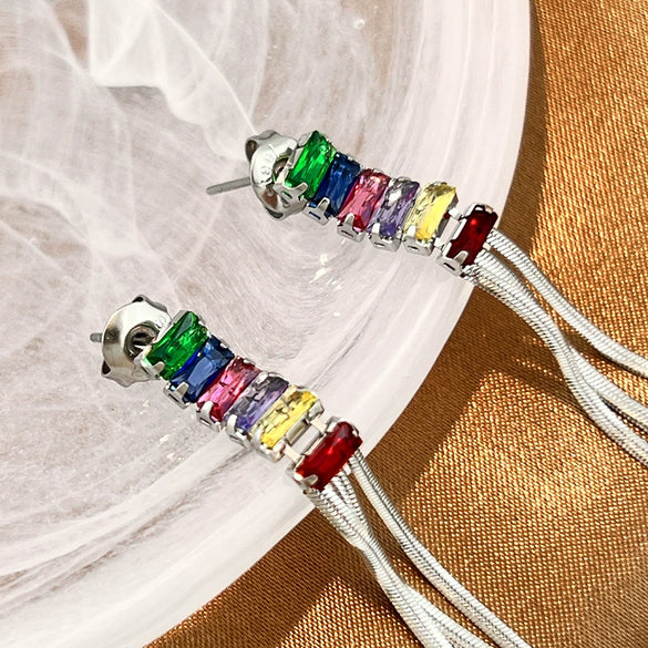 Wholesale Electroplated Geometric Tassel Stainless Steel Earrings For Couples