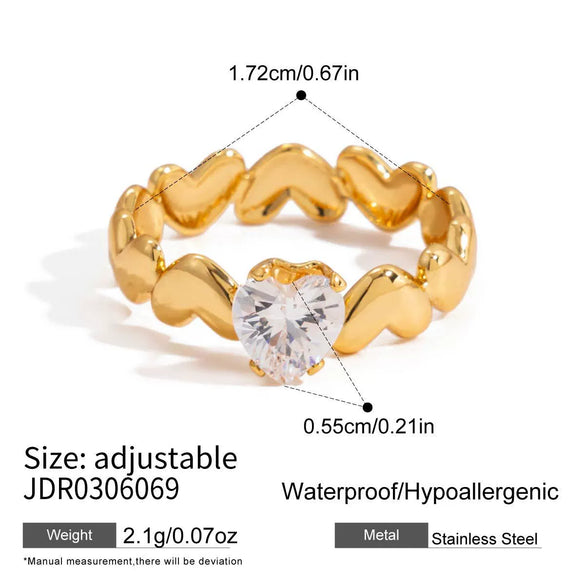 Wholesale Electroplated Geometric White Zircon Stainless Steel Women's Ring With Simple And Exquisite Design