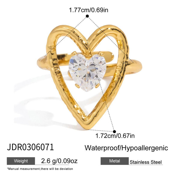 Wholesale Electroplated Geometric White Zircon Stainless Steel Women's Ring With Simple And Exquisite Design
