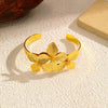Wholesale Electroplated Gold Colored Open Flower Stainless Steel Bracelet Jewelry