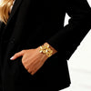 Wholesale Electroplated Gold Colored Open Flower Stainless Steel Bracelet Jewelry