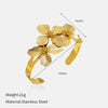 Wholesale Electroplated Gold Colored Open Flower Stainless Steel Bracelet Jewelry