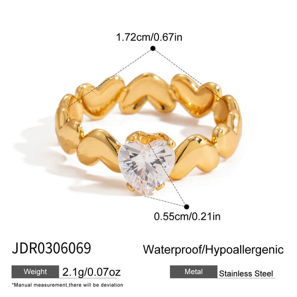 Wholesale Electroplated Heart Shape Stainless Steel Rings For Women