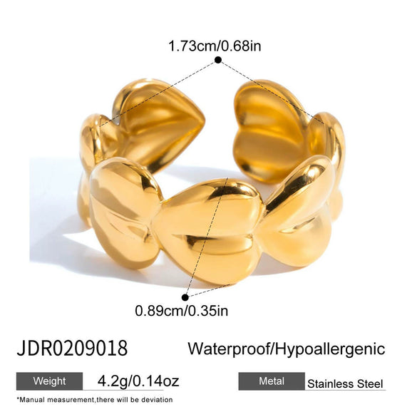 Wholesale Electroplated Heartshaped Stainless Steel Open Ring Jewelry For Unisex