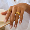 Wholesale Electroplated Heartshaped Stainless Steel Open Ring Jewelry For Unisex