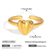 Wholesale Electroplated Heartshaped Stainless Steel Open Ring Jewelry For Unisex