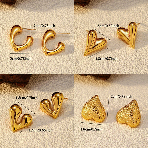 Wholesale Electroplated Heartshaped Stainless Steel Stud Earrings For Women